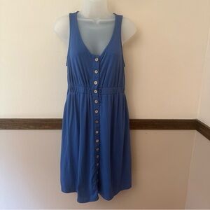 Blue Sleeveless Button-Down Dress